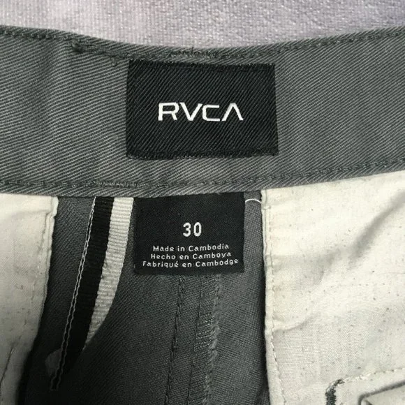 RVCA Mens The‎ Weekend Chino Shorts size 30 Gray Flat Front Poly Cotton - Picture 3 of 12